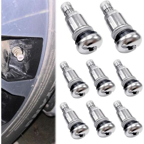 Juego de 8 válvulas metálicas para llantas de aluminio, válvula de neumático de coche, 42 mm x 17 mm, válvula de neumático TR525, válvula de neumático de metal, válvula de neumático de metal (1/4)
