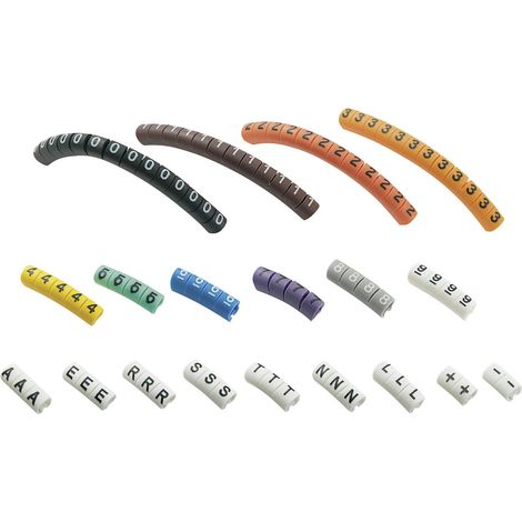 TRU COMPONENTS ECMKP-1 Kennzeichnungsclip Aufdruck 0 - 9, A, E, L, N, R, S, T, -, + Außendurchmesser