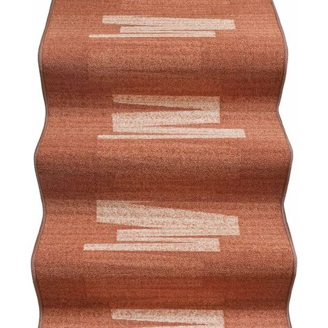 Coureur D'escalier Bordé Couloir Entrée Tapis Cuisine Marches Pas Orange Zig Zag - 67x40 cm (1/5)