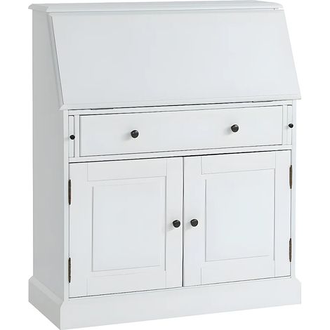 Scrittoio con cassetti in Pino e MDF Bianco - CLEORE