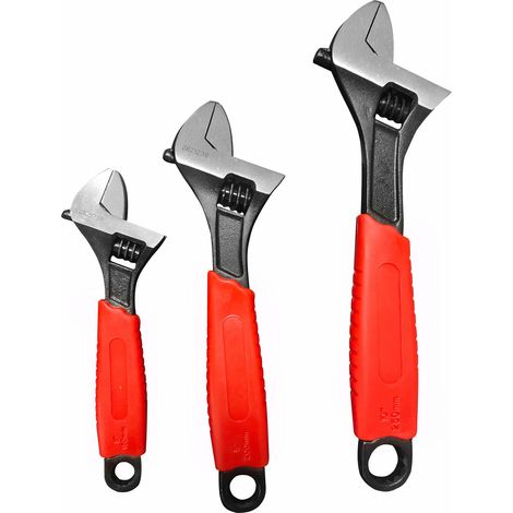 Clé à molette RS PRO, Ouverture 24 mm, 30 mm, 34 mm, Long. 160 mm, 210 mm, 260 mm, Acier au chrome-vanadium ( Prix pour Paquet de 3 )