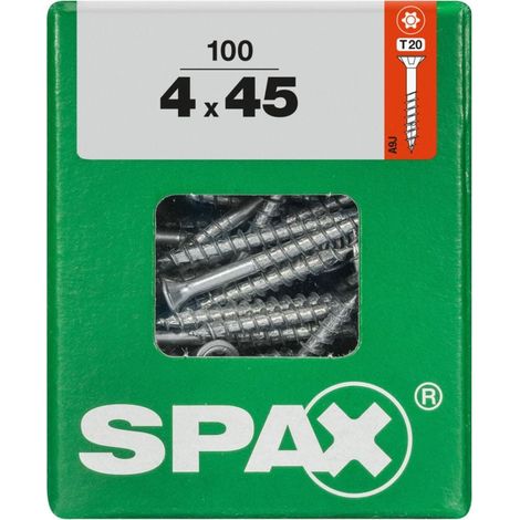 SPAX Universalschraube, 4 x 45 mm, 100 Stück, Teilgewinde, Senkkopf, T-STAR plus T20, 4CUT, WIROX - 4191010400457 (1/3)
