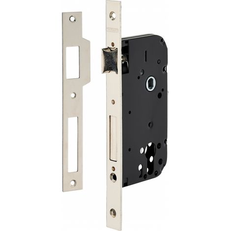 Thirard – Serrure monopoint encastrée pour porte d'entrée – Axe 50mm – Bouts carrés – Finition nickelée – Mécanisme à rappel par clé