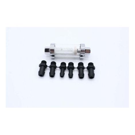 Universelle Anschlüsse 3/8", 1/4", 5/16", wiederverwendbare Inline-Kraftstofffilter aus verchromtem Glas