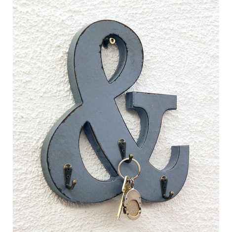 Buchstabe & mit 3 Schlüsselhaken 24 cm YX-14B394 Vintage Shabby Hakenleiste Haken (1/4)