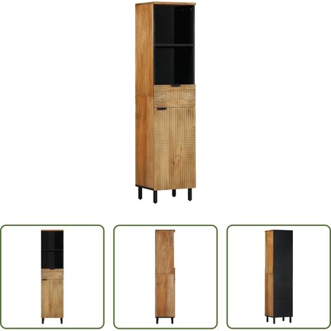 vidaXL Armoire bois - Armoire salle de bain marron 38x33x160 cm bois massif manguier (1/5)