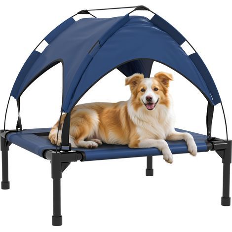 Cesto per cani con tetto, traspirante e idrorepellente, fino a 20 kg, 76 x 61 x 69,5 cm, blu scuro (1/5)