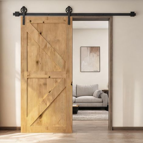 Kit de rails 200 cm pour porte coulissante noire en acier schwarz (1/5)