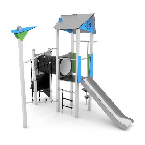 Torre Completa Di Scivolo Con Pista In Acciaio Inox Con Tunnel (1/2)