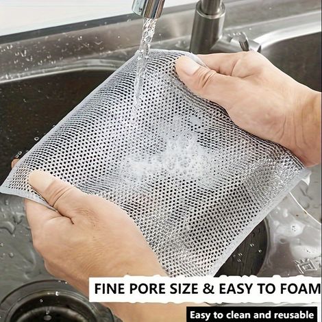 10 pièces : Set de brosses de nettoyage professionnelles en acier inoxydable, brosse robuste et résistante à la chaleur pour casseroles, poêles et grils brûlés, finition argentée (1/4)