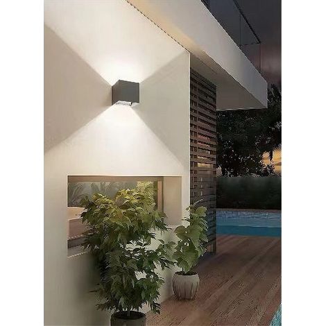 TrAdE Shop Traesio - Applique Da Parete 22watt Grigio Per Esterno Doppia Emissione Luminosa Ip65 Es66 - -Bianco Naturale -