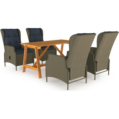 Ensemble de salle à manger de jardin meuble extérieur 5 pièces marron (1/5)
