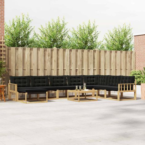 vidaXL Outdoor-Sofagarnitur 9 pcs Weiß und Schwarz 79 x 79 x 37 cm (1/5)