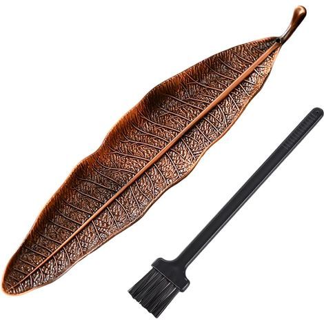 Stück Räucherstäbchenhalter aus bronzefarbenem Metall in Blattform, Ascheauffangbehälter für Räucherstäbchen, für Zuhause, Büro, Yoga und Meditation (1/5)