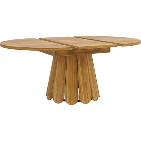 Mesa de comedor extensible redonda de MDF y metal 118-158 cm marrón HOMVRA (1/5)