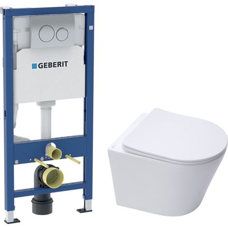 Duofix pack WC bâti-support + WC suspendu sans bride Swiss Aqua Technologies avec abattant SoftClose + plaque (GEBSTINWR01-FR)