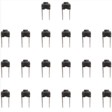 20 taktile Taster (6 x 6 x 5 mm), 2-poliger DIP-Schalter, für Durchsteckmontage, 20er-Packung (1/5)
