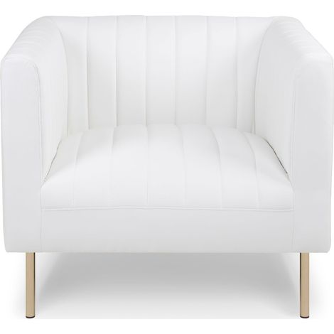 Fauteuil moderne à coutures verticales Sacramento Simili Blanc