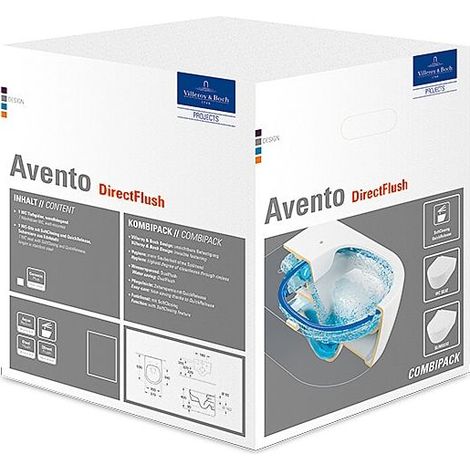 Villeroy & Boch Avento - Wand-WC,SoftClosing, DirectFlush, CeramicPlus, Alpinweiß 5656HRR1 (1/10)