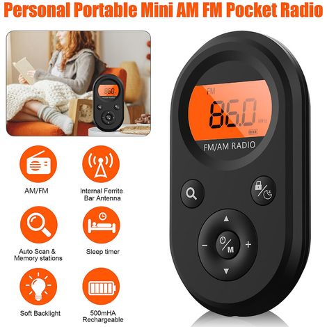 Radio numérique portable rechargeable AM/FM de poche avec écran LCD stéréo et récepteur d'actualités musicales - FFY (1/5)