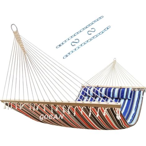 Double hamac avec tissu matelassé et barres de soutien, plus long et plus stable, hamacs de qualité pour la cour extérieure