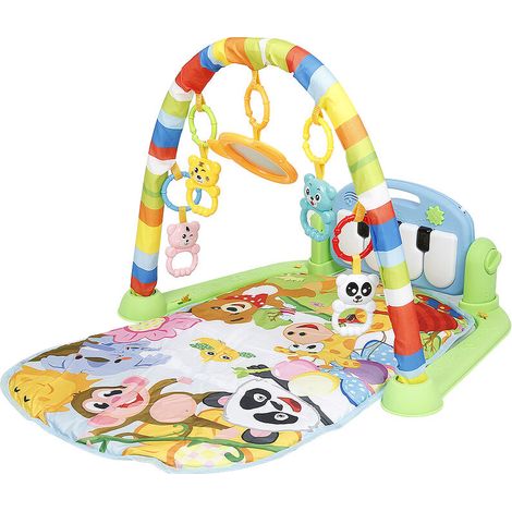 Tapis d'éveil bébé 4 en 1 multicolore – Gymnase d'activités avec pendentifs et piano – Développement moteur et sensoriel – (1/5)