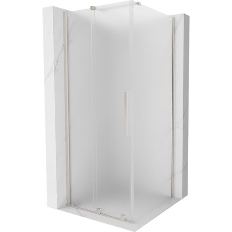 Mexen Velar Duschkabine, Schiebetür, 90 x 90 cm, Mattglas, gebürstetes Nickel - 871-090-090-31-97 (1/5)