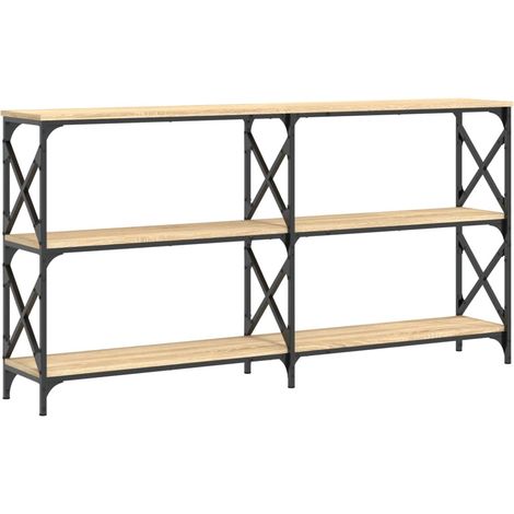 Table console avec étagères design industriel 156 x 28 x 80,5 cm bois d'ingénierie couleur chêne et métal DEC031933