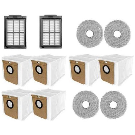 Lot de 12 filtres, sacs à poussière et lingettes de rechange pour aspirateur robot Deerma X70 / Deerma DEM-X70
