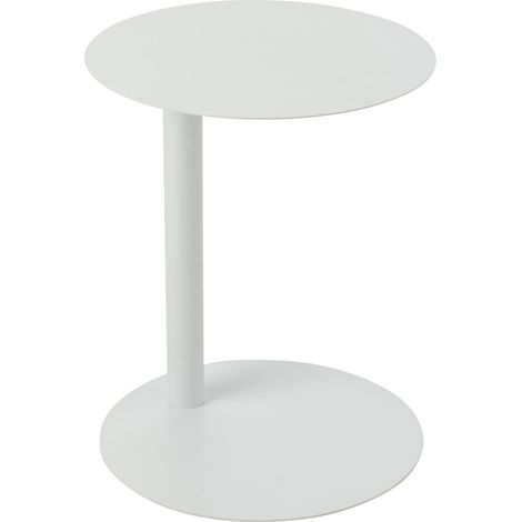 Table d'Appoint Ronde en Métal "Reva" 50cm Blanc