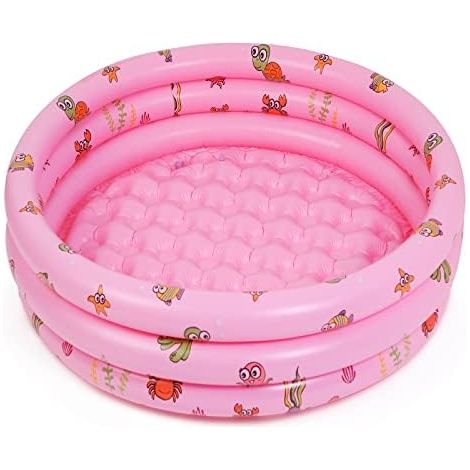 Piscine gonflable ronde pour enfants, 130 x 40 cm, rose, idéale pour les jeux d'eau en extérieur et l'été, pour garçons et filles. (1/5)