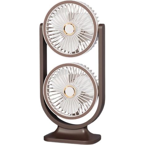 Ventilador de escritorio recargable por USB – Ventilador portátil de doble cabezal, multifuncional, blanco (1/5)