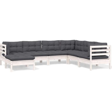 Maison Exclusive - Muebles de jardín 8 pzas con cojines blanco ma (1/5)