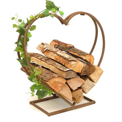 Kaminholzregal Innen Metall Herz Kaminholzständer 2013221 M 53 cm Holzkorb Kaminholzhalter Holzregal Feuerholzhalter Deko