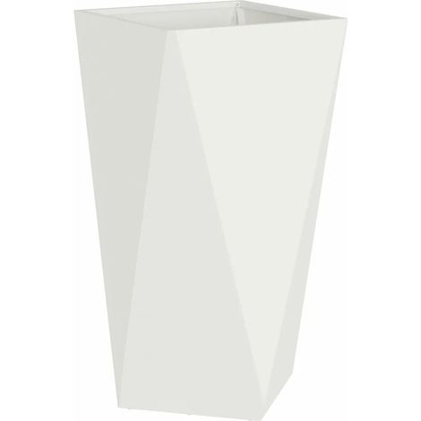 Jardinière rectangulaire moderne pour extérieur 40 x 40 x 75 cm résistante aux intempéries en acier blanc (1/5)