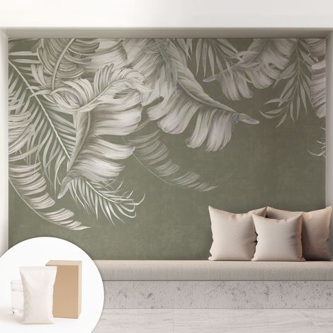 Carta Da Parati Non Tessuto - Con Colla Gratuita - Con Motivi Moderni - Design Elegante Per Pareti Foglie delicate 208x146 cm (1/5)