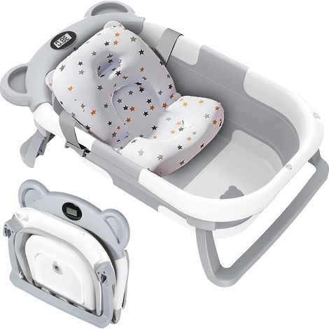 Vaschetta per neonati, base antiscivolo, termometro incorporato, grigio - Tipo B (1/2)
