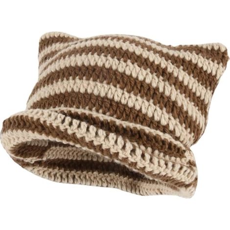 Fairy Grunge Beanie Y2K Chat dans le chapeau rayé Crochet Slouchy Hat Hiver Chaud Tricot Alt Headwear Accessoires (1/5)