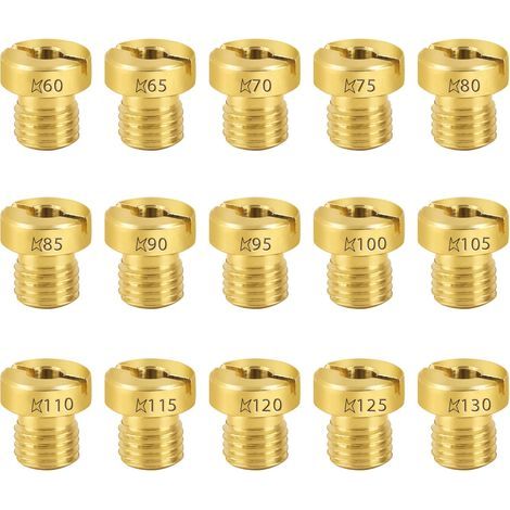 15 Pièces Gicleurs 6mm Carburateur Principal Jet Set pour Carburateur Dell'Orto PHBN-PHVA 60-130mm Taill (60/65/70/75/80/85/90/95/100/105/110/115/120/125/130) pour Scooter Moto (1/5)