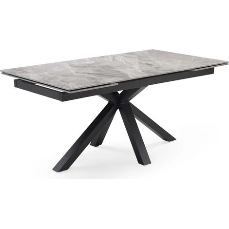Table extensible 180/260 cm céramique marbré laqué pied croix - DAKOTA 04 (1/5)