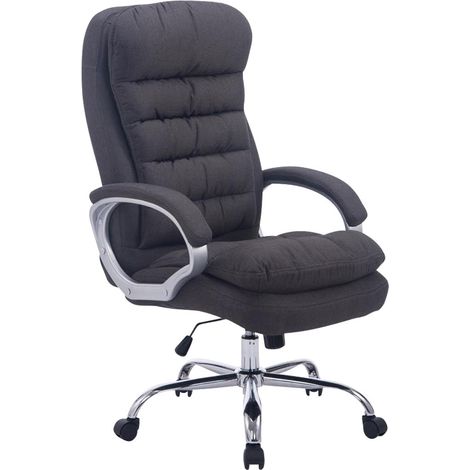 Sedia da ufficio ergonomica e comoda fino a 235 kg in tessuto grigio scuro e metallo cromato 100002403