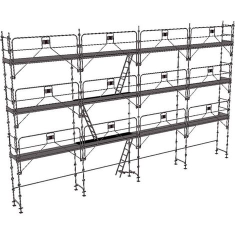 Echafaudage 104m² : Structure + Planchers + Plinthes + Garde-corps - Multidirectionnel - MEKA48P-104-SPP