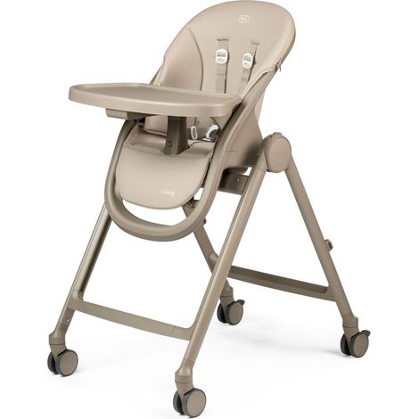 Chaise Haute dès la Naissance, Design Contemporain, Fonction Transat, Hauteur Réglable, Double Plateau, 4 Roues 360°, Fermeture Compacte, 0–3 Ans (0–15 kg), Space Sand (1/5)