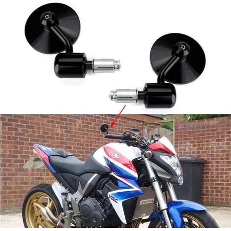 Motorrad Rückspiegel 7/8 Zoll Lenkerende Rund Schwarz 3 Zoll Spiegel (1/5)