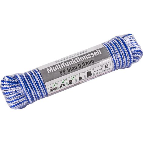 KesTek Multifunktionsseil PP blau 9,5mm 15m mit hoher Reißfestigkeit (1/2)