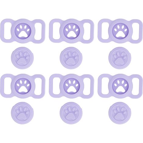 GARRYFIZH ‌Porte-collier pour Airtag - 6 pièces, silicone anti-perte violet - Pour chats et chiens‌