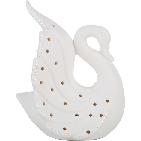 Lumière LED cygne délicate en céramique pour chambre, étagère, lampe décorative avec batterie (B) (1/5)