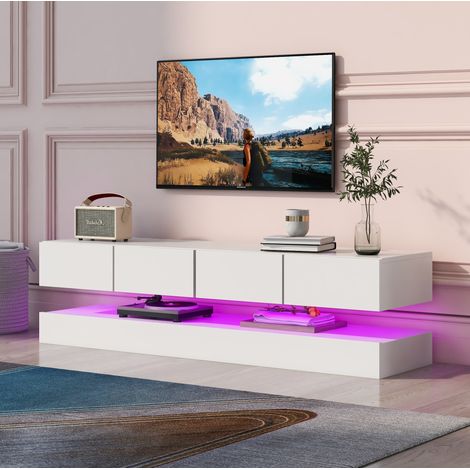 Mobile TV sospeso 180 cm bianco in pannello truciolare con 3 ante a ribalta (1/5)