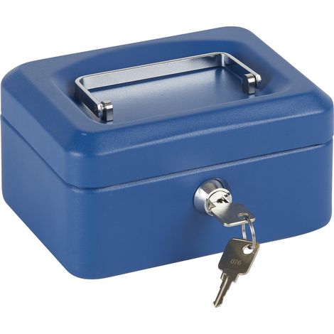 ARREGUI Elegant Cassetta di sicurezza con chiave per contare e trasportare denaro, Cassetta Portavalori in acciaio con vassoio Portamonete, Cassaforte portatile de 15 cm di larghezza Blu C9215