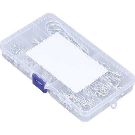 Lot de 125 goupilles en acier inoxydable, épingle R et B, 8 tailles, coffret transparent de rangement, assortiment pour fixation (1/5)